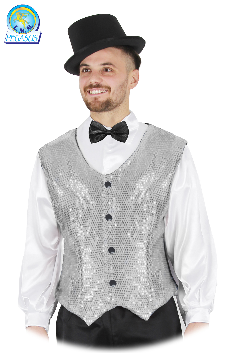 GILET PAILLETTES ARGENTO